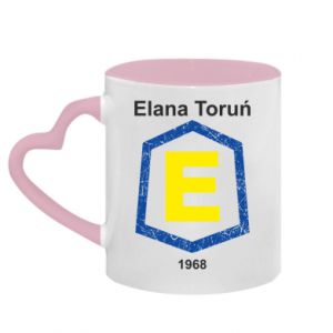 Kubek z uchwytem w kształcie serca dwokolorowy Elana Toruń napis