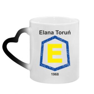 Kubek magiczny z uchwytem w kształcie serca Elana Toruń napis