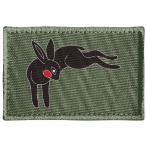 Naszywka prostokątna z zającami i królikami Embarrassed black bunny