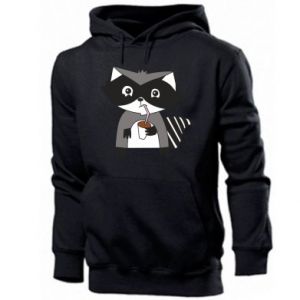 Bluza z kapturem męska z szopami Embarrassed raccoon with glass