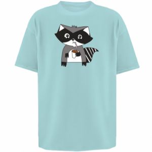 Koszulka oversize z szopami Embarrassed raccoon with glass