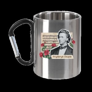 Kubek metalowy z uszkiem karabińczykiem Fryderyk Chopin - PrintSalon Kubek metalowy z uszkiem karabińczykiem Fryderyk Chopin