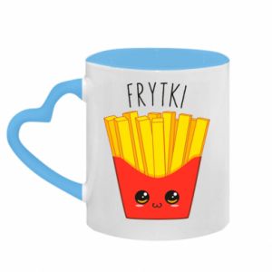 Kubek z uchwytem w kształcie serca dwokolorowy Frytki śliczne