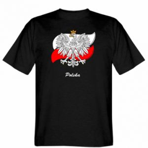 Koszulka męska Promo Herb Polski na tle flagi