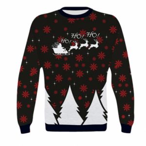 Bluza dziecięca Fullprint na Nowy Rok Ho! ho! ho! Mikołaj i jelenie