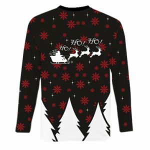 Mięskie 3d longslevee na Nowy Rok Ho! ho! ho! Mikołaj i jelenie