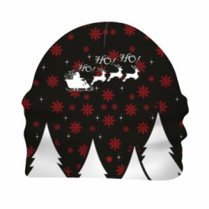 Czapka dziecięca Fullprint na Nowy Rok Ho! ho! ho! Mikołaj i jelenie