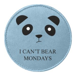 Naszywka okrągła z pandami I can't bear mondays