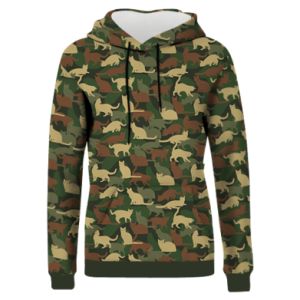 Damska bluza z kapturem Fullprint z kotami Kamuflaż i koty