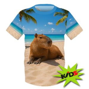 Dziecięca koszulka Fullprint Kapibara na plaży