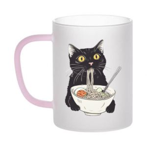 Kubek szroniony dwukolorowy z kotami Kot i ramen