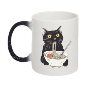 Kubek-zmieniający kolor brokatowy z kotami Kot i ramen