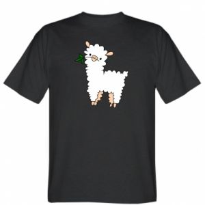 Koszulka męska z alpakami i lamami Lamb with a sprig