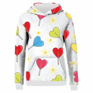 Damska bluza z kapturem Fullprint na Walentynki Lizaki w kształcie serca