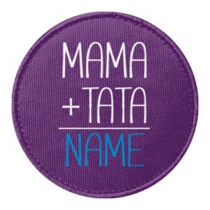 Naszywka okrągła Mama+tata i imię dziecka