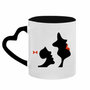 Kubki z uchwytem w kształcie serca dwukolorowe