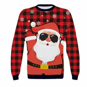 Bluza dziecięca Fullprint na Nowy Rok Mikołaj na tle czerwonej klatki