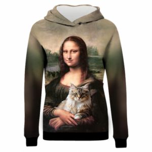 Damska bluza z kapturem Fullprint Mona Lisa i kot