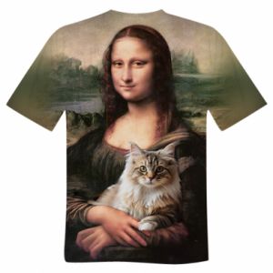 Męska koszulka Fullprint Mona Lisa i kot