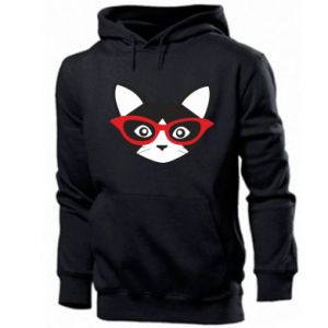 Bluza z kapturem męska z kotami Muzzle of a cat in red glasses