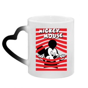 Kubek magiczny z uchwytem w kształcie serca Myszka Miki i paski