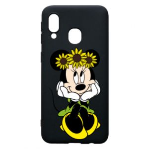 Etui na Samsung A40 Myszka Minnie z kwiatami na głowie