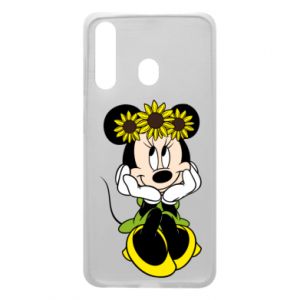 Etui na Samsung A60 Myszka Minnie z kwiatami na głowie