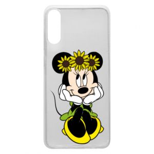 Etui na Samsung A70 Myszka Minnie z kwiatami na głowie