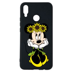 Etui na Huawei P Smart Plus Myszka Minnie z kwiatami na głowie