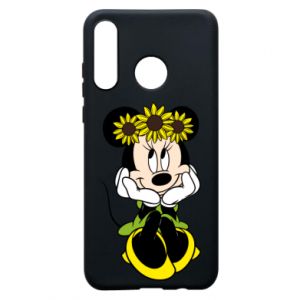 Etui na Huawei P30 Lite Myszka Minnie z kwiatami na głowie