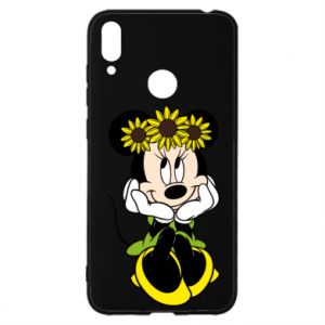 Etui na Huawei Y7 2019 Myszka Minnie z kwiatami na głowie