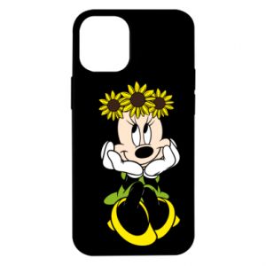 Etui na iPhone 12 Mini Myszka Minnie z kwiatami na głowie