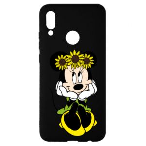 Etui na Huawei P Smart 2019 Myszka Minnie z kwiatami na głowie