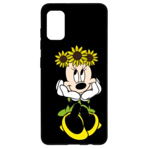 Etui na Samsung A41 Myszka Minnie z kwiatami na głowie