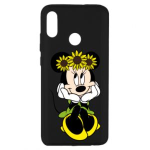 Etui na Huawei Honor 10 Lite Myszka Minnie z kwiatami na głowie