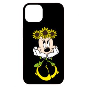 Etui na iPhone 13 Myszka Minnie z kwiatami na głowie