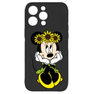 Etui na iPhone 15 Pro Myszka Minnie z kwiatami na głowie