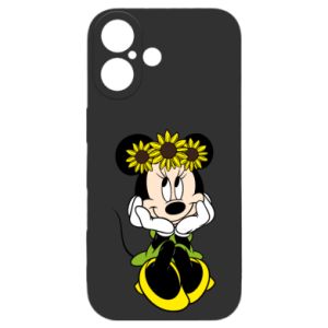 Etui na iPhone 16 Myszka Minnie z kwiatami na głowie