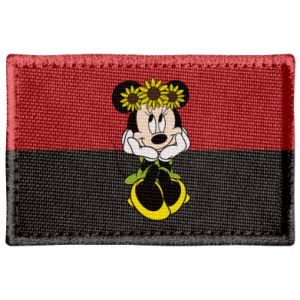 Naszywka prostokątna Myszka Minnie z kwiatami na głowie
