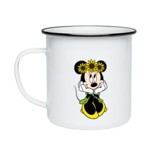 Kubek emaliowany Myszka Minnie z kwiatami na głowie