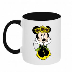 Kubek dwukolorowy Myszka Minnie z kwiatami na głowie