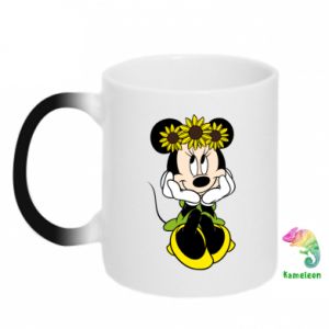 Kubek-magiczny Myszka Minnie z kwiatami na głowie