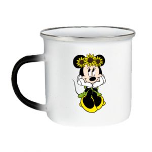 Kubek magiczny emaliowany Myszka Minnie z kwiatami na głowie