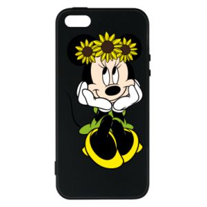 Etui na iPhone 5/5S/SE Myszka Minnie z kwiatami na głowie