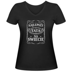 Koszulka V-neck damska dla taty Najlepszy tata na swiecie