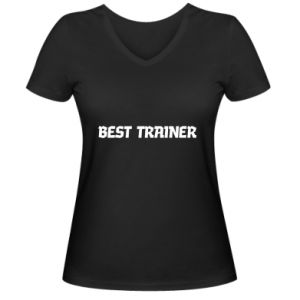 Koszulka V-neck damska Najlepszy trener