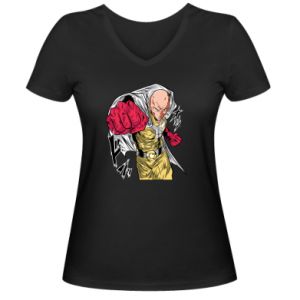 Koszulka V-neck damska One Punch Man uderza