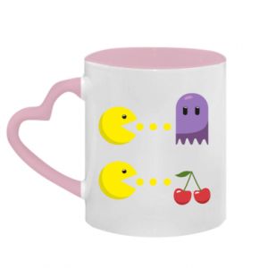 Kubki z uchwytem w kształcie serca dwukolorowe