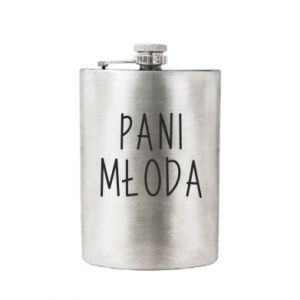 Piersiówka ze stali nierdzewnej na Wieczór kawalerski/Wieczór panieński Pani młoda tekst - PrintSalon Piersiówka ze stali nierdzewnej na Wieczór kawalerski/Wieczór panieński Pani młoda tekst