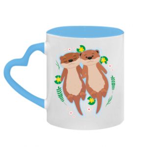 Kubki z uchwytem w kształcie serca dwukolorowe